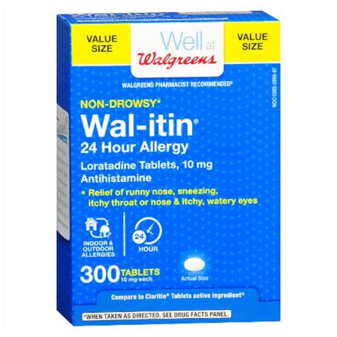 Walgreens Wal Itin Non Drowsy 24 Hour Allergy Relief Tablets 300 Ct Food 4 Less