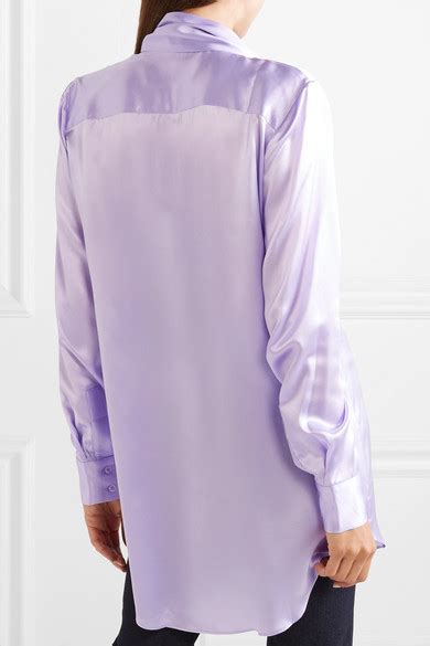 Michael Lo Sordo Oversized Pussy Bow Silk Satin Shirt Net A Porter Lookastic