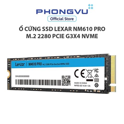 Ổ cứng SSD LEXAR NM610 Pro M 2 2280 PCIe G3x4 NVMe 500GB LNM610P500G