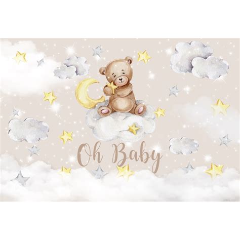 We Can Bearly Wait Baby Shower Backdrops Bohemian Hot Air Balloon Bear Birthday Party R Newborn