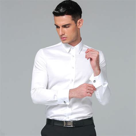 High Quality Men's Formal Shirts French Cuff Business Slim Fit Cotton ...