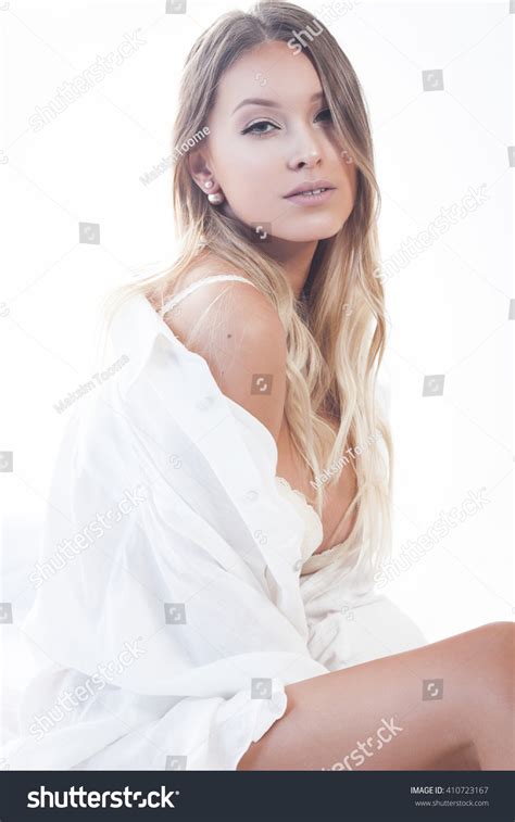 Beautiful Lady Sexy Lingerie Poses Bed Stock Photo Shutterstock