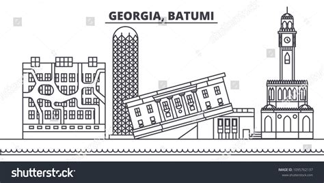 Georgia Batumi Line Skyline Vector Illustration Stock Vector Royalty