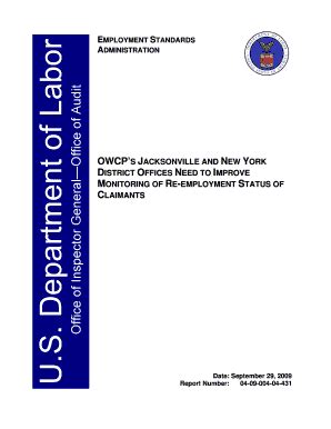 Fillable Online OWCP S JACKSONVILLE AND NEW YORK DISTRICT OFFICES NEED