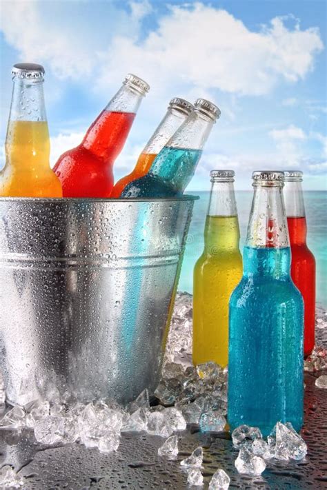 Cool Drinks In Ice Bucket At The Beach Stock Image - Image of assorted ...