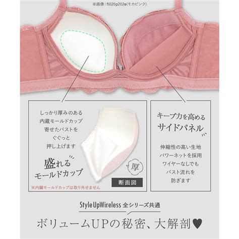 fran de lingerie 人気の高胸メイクノンワイヤー華あり刺繍デザイン スタイルアップワイヤレスフローラ ノンワイヤーブラショーツセット 靴ファッション通販 ロコンド自宅で