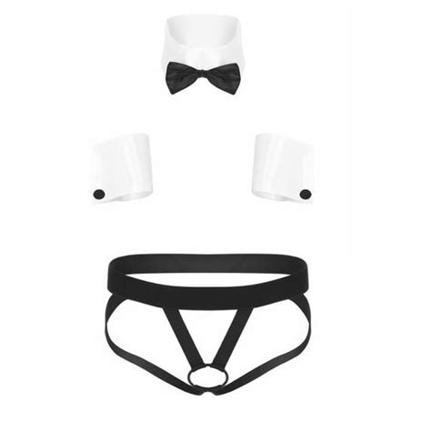 IEFIEL Ensemble de Lingerie Homme Jockstrap String Ouverte Fesses Vêtements de Nuit Sous