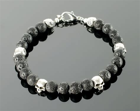 Mens black bracelet Mens black bead bracelet with black