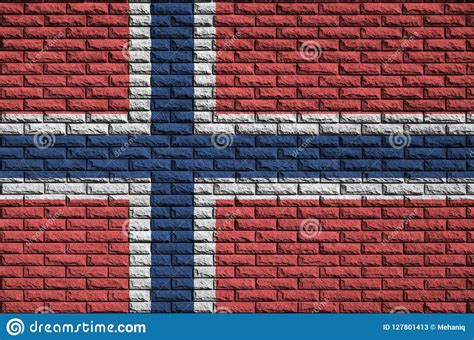 Norway Flag Is Painted Onto An Old Brick Wall Stock Image Image Of