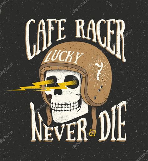 Cafe Racer Skull Cafe Racer 3 Skulls Wearing Helmets Vector Hand