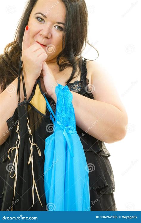 Plus Size Woman Fitting Satin Nightwear Stock Image Image Of Lingerie Night