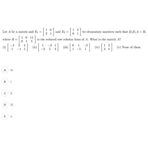 Solved Let A Be A Matrix And E And E Be Chegg