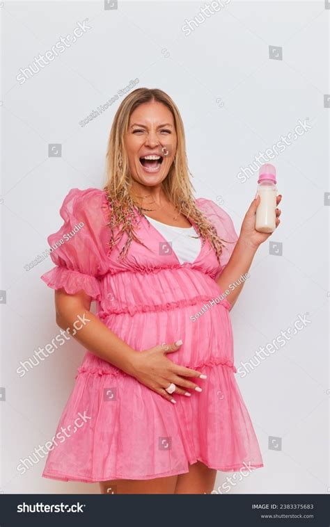 Beautiful Pregnant Blonde Big Belly Laughs Stock Photo 2383375683 Shutterstock