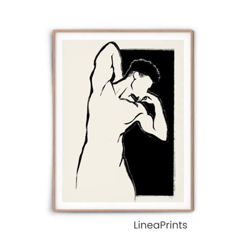 Male Nude Line Art Print Printable Wall Art Black Men Art Minimal Male Line Drawing Abstract