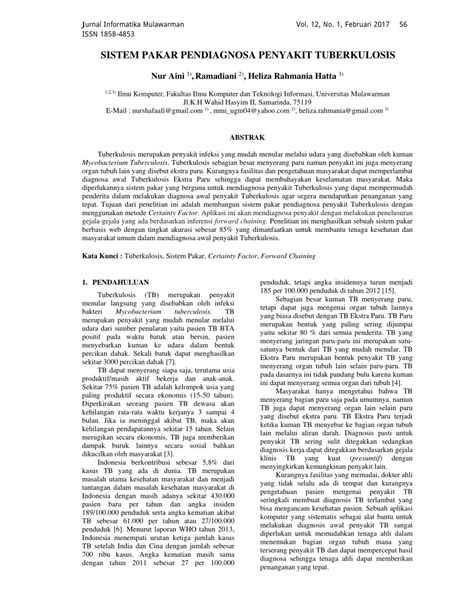 PDF Sistem Pakar Pendiagnosa Penyakit Tuberkulosis