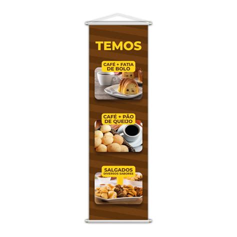 Banner Temos Café Bolo Pão de Queijo Salgados 100x30cm Elo7