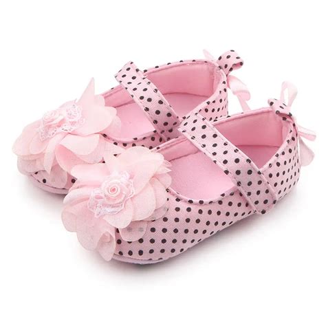 Newborn Baby Girl Soft Sole Cloth Crib Shoes Anti Slip Flower Dot Baby