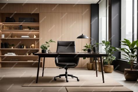 Premium Photo | Modern Workspace Elegance Professional Office Zoom ...
