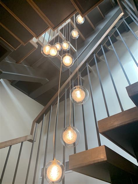 Long Cascading Stairwell Chandelier. Two-story Foyer Lights - Double ...