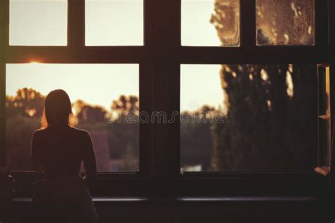Beautiful Naked Female Sitting On A Window At Sunset Stock Image Image Of Fresh Waist 81844291