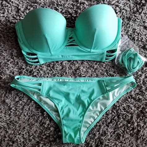 Victoria S Secret Swim Victorias Secret Beach Bandeau Strappy Bikini Poshmark