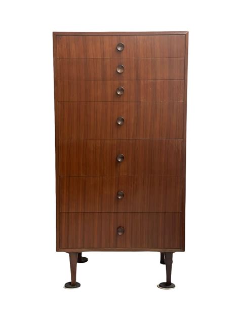 Mid 20th Century Walnut Seven Drawer Tallboy Dresser Lingerie Chest For Sale At 1stDibs