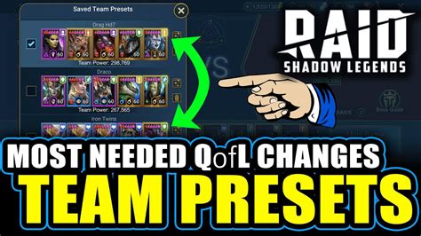 We Need This Change To Team Presets Qofl Improvement Wishlist Raid