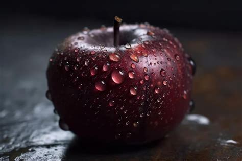 Premium Ai Image A Red Apple With Water Droplets On It