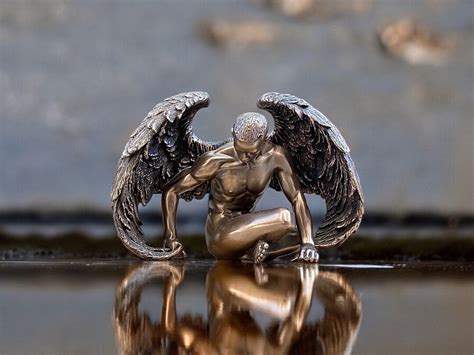 Winged Nude Male Statue Luxury Bronze Figurine Elegant Home Office Decor Unique Gift Artistic