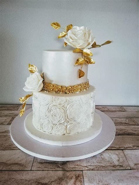 Wedding Gold Decorated Cake By Alenascakes CakesDecor