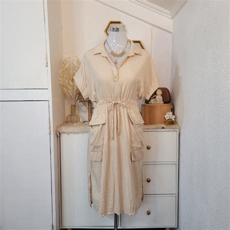 Cutout Drawstring Nude Midi Dress Women S Fashion Dresses Sets Dresses On Carousell