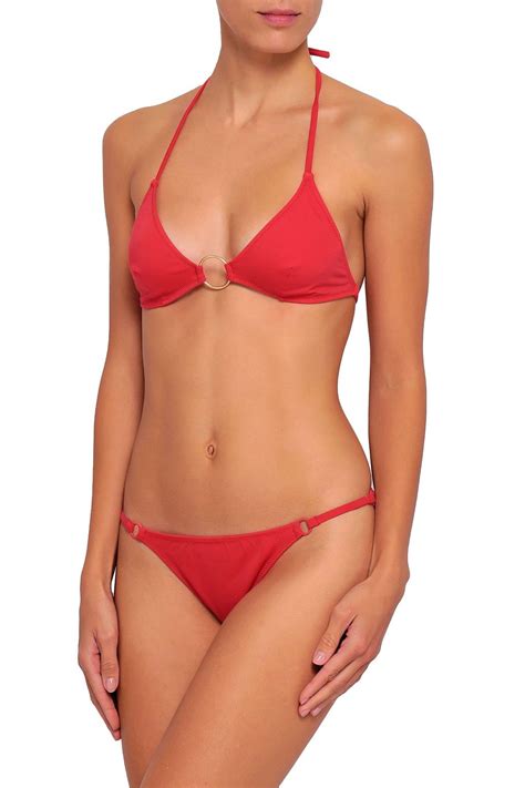 Solid Striped The Tilda Ring Embellished Low Rise Bikini Briefs The