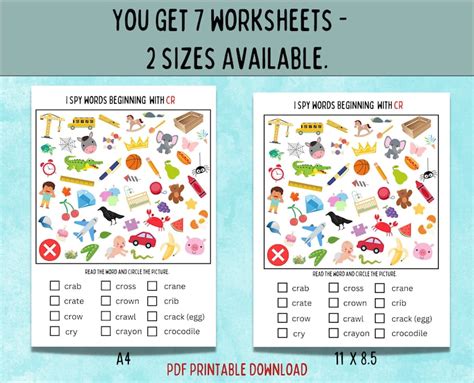 Beginning Word Blends Printable I Spy Game Consonant Blends Worksheets