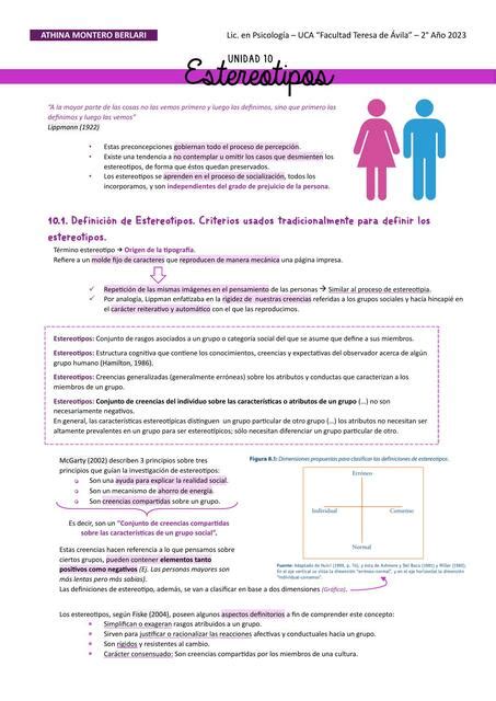 Psicolog A Social Estereotipos Unidad Trofoblastocito O