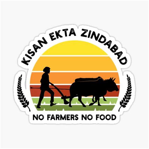 Kisan Ekta Zindabad No Farmers No Food Sticker For Sale By