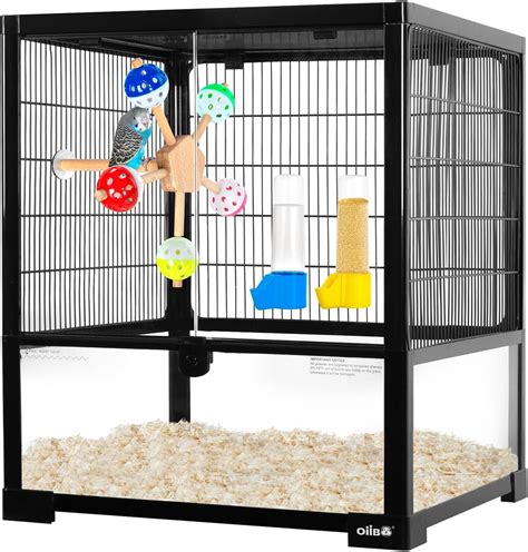 Amazon OIIBO Glass Bird Cage Full View Parakeet Cage With