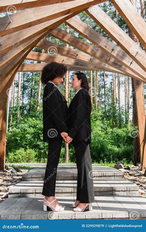 Side View Of Multiethnic Lesbian Couple Stock Image Image Of Couple Girlfriends