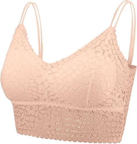 Padded Bralettes For Women Lace Bandeau Lightweight Deep V Triangle Bralettes Convertible Strap