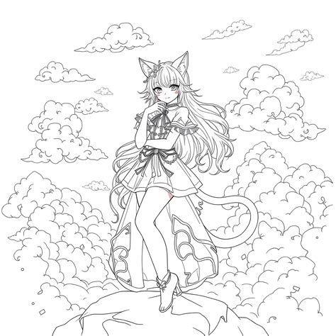 Best Catgirl Coloring Pages Free Printable Pdf