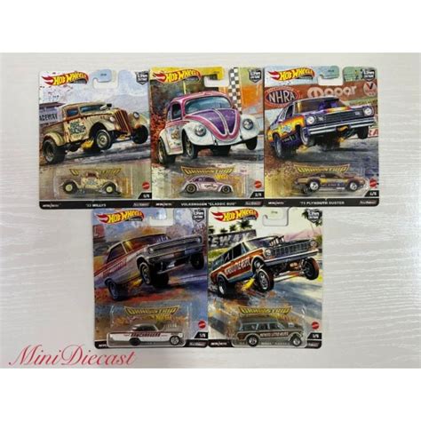Hot Wheels Premium Car Culture Dragstrip Demons Volkswagen Classic Bug Willys Coronet Nova
