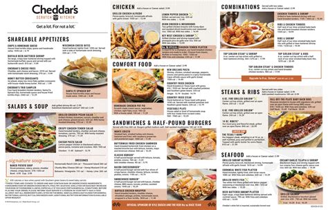 Menu - Midwest City OK's Cheddar's Scratch Kitchen | Sirved