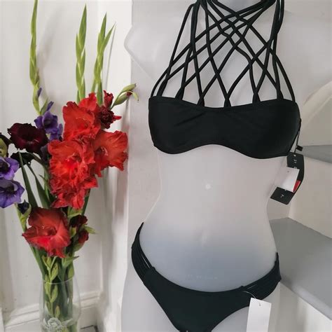 Black Strappy Bikini Set By Soaked Size Brand Depop