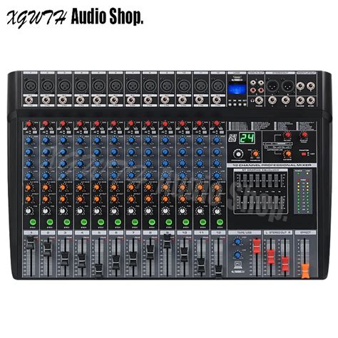 Dj 12 Channel Audio Mixer 24 Bit Dsp Digital Reverb Effect With Usb