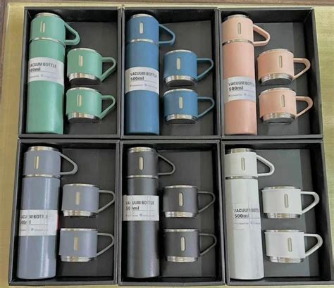 Vacuum Insulated Flask Set Cup Set For Hot Cold Drink Giftset Black Ml Flask At