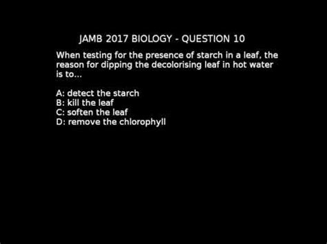 Q10 JAMB Biology 2017 Past Questions And Answers YouTube