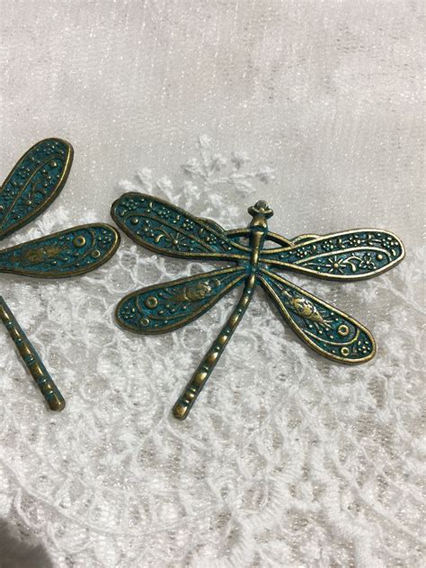 NEW Large Detailed Metal Patina Dragonfly Set Of 2