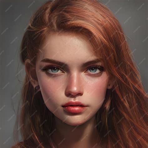 Premium Photo Red Haired Beauty Woman Portrait Close Up Bright Red