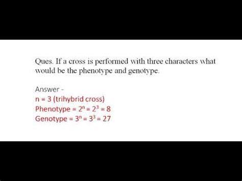 Standard Formula To Calculate Number Of Genotype Phenotype And