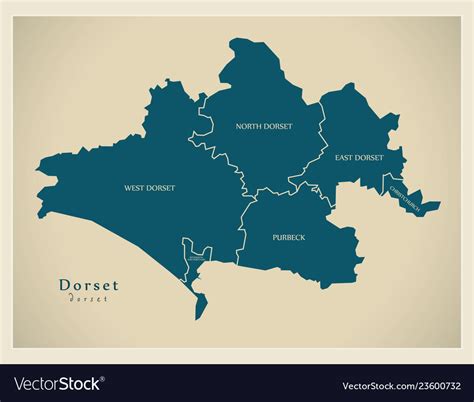 Modern map - dorset county with districts Vector Image