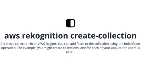 aws rekognition create-collection | Fig